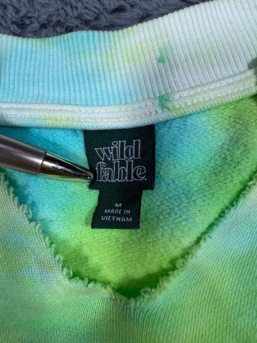 Wild Fable Sweatshirt Women's M Green Tie-Dye Cotton Lined Cropped Oversized - Picture 10 of 13